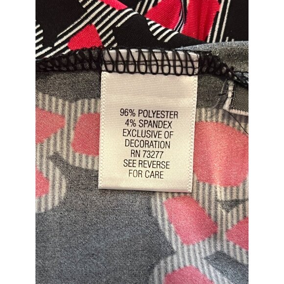 Dana Buchman XL Sleeveless Black Red Ruched Floral Dress Career Night Out - Picture 4 of 15